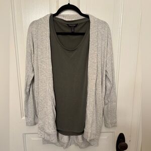 Banana Republic Heather Gray Cardigan Green Tank Set Small